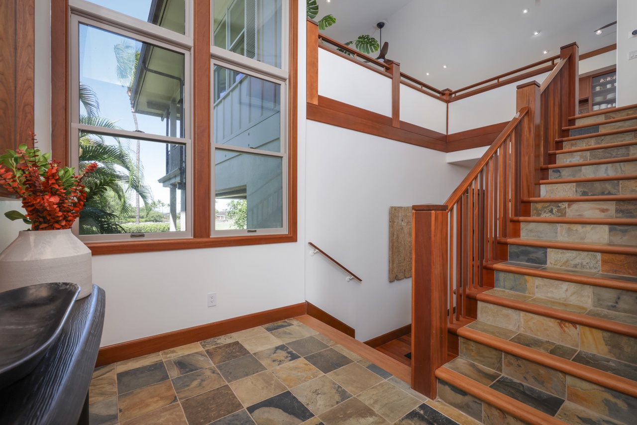 Kailua Kona Vacation Rentals, 3BD Ka'Ulu Villa (109A) at Hualalai Resort - View from foyer displaying multi-level layout.