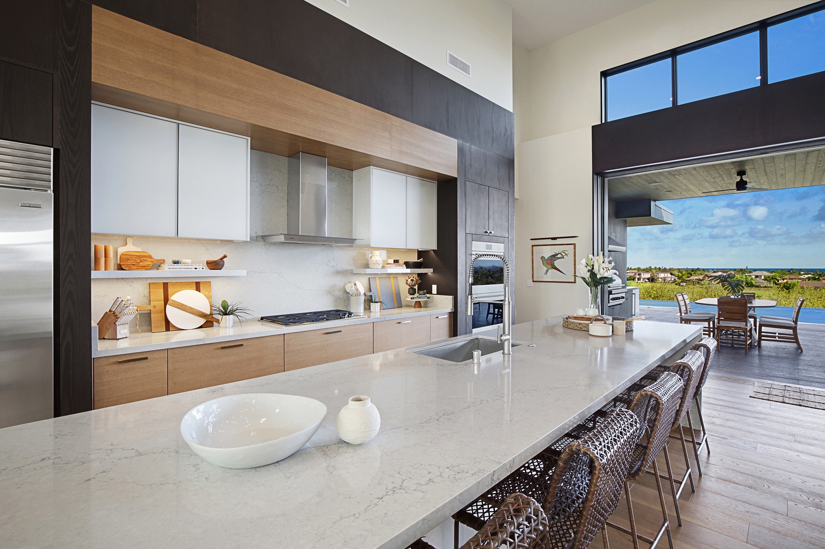 Koloa Vacation Rentals, Hale Mahina Hou - Entertaining and meal prepping made easy with this spacious kitchen and expansive bar countertop.