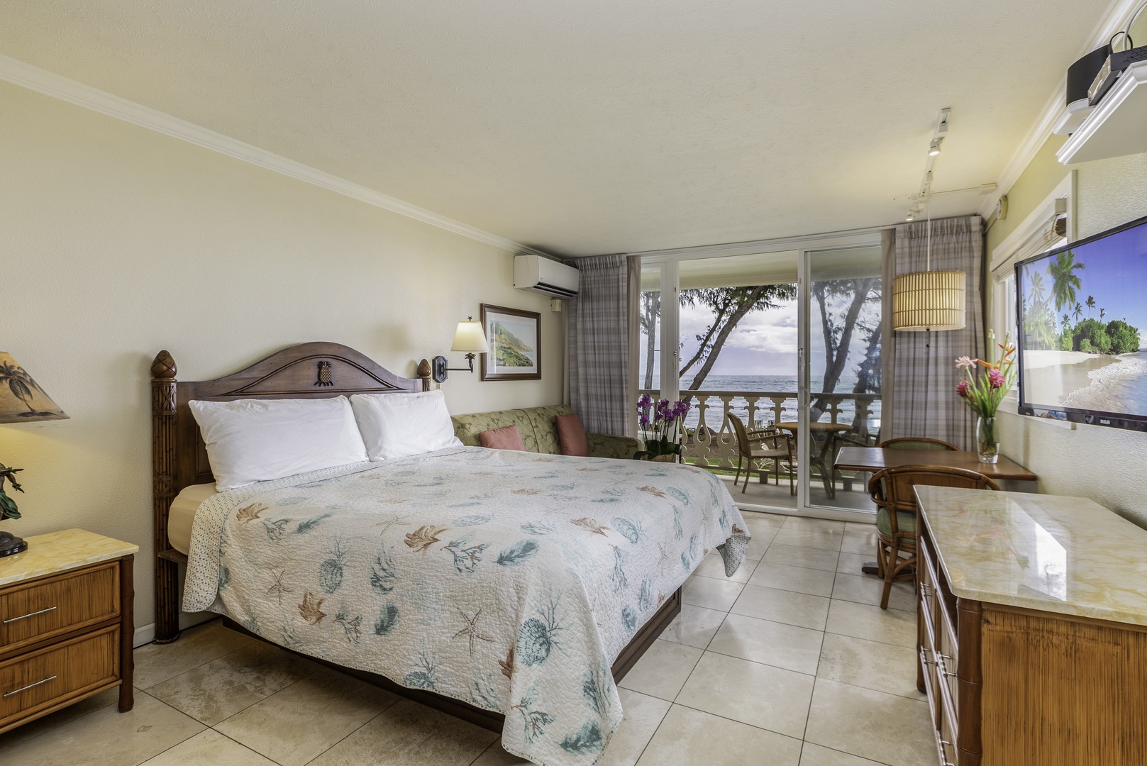 Kapa'a Vacation Rentals, Islander on the Beach #232 - The studio unit has a plush California king bed.