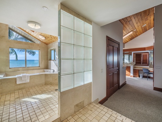 Waianae Vacation Rentals, Konishiki Beachhouse - 4BD - Luxury primary with spa-like ensuite.  