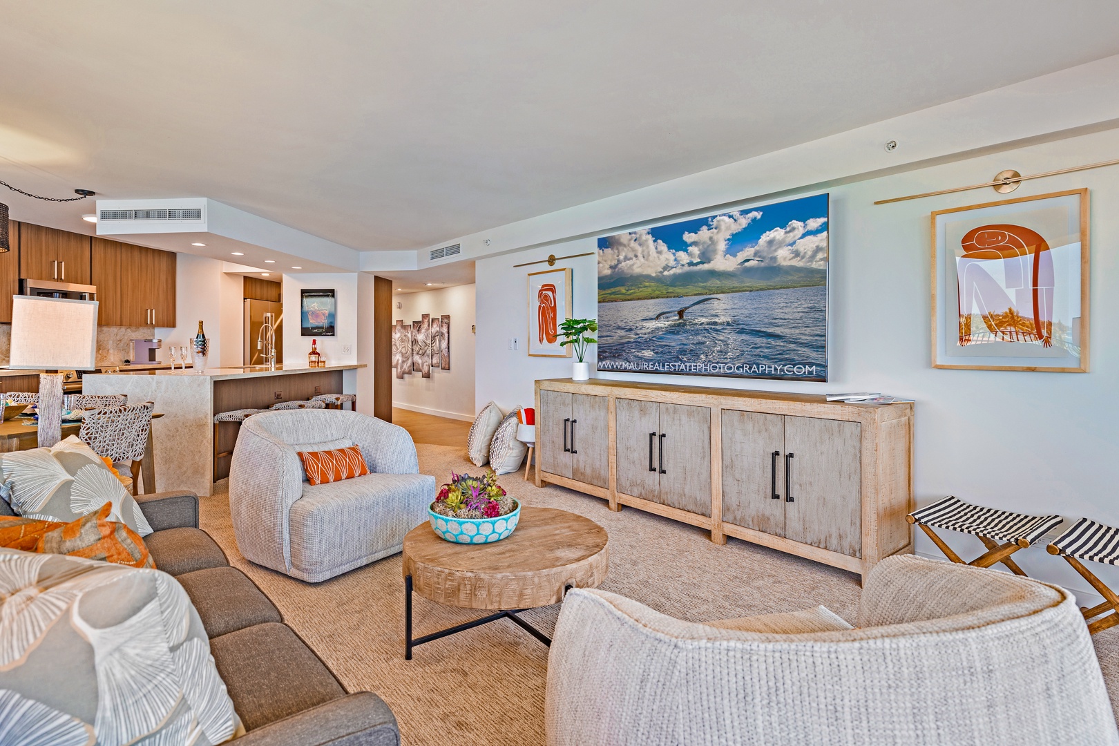 Lahaina Vacation Rentals, Kaanapali Shores 702 - Kaanapali Shores 702's spacious living room is perfect for relaxing on your Maui stay.