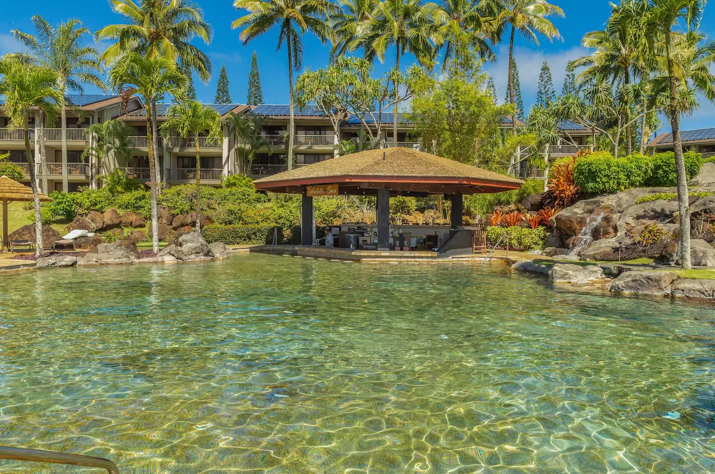 Princeville Vacation Rentals, Hanalei Bay Resort 4302/3 - Sip a cool drink in the poolside cabana or take a refreshing dip in the lagoon-style pool.