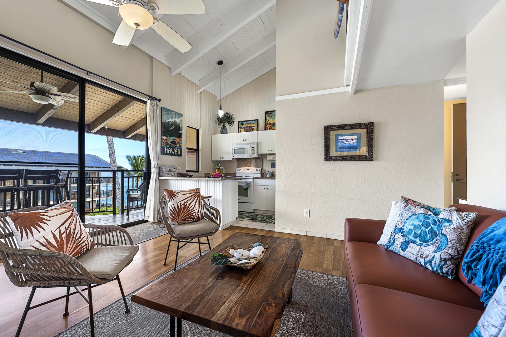 Kailua Kona Vacation Rentals, Kona Makai 6303 - The living area has direct access to the lanai