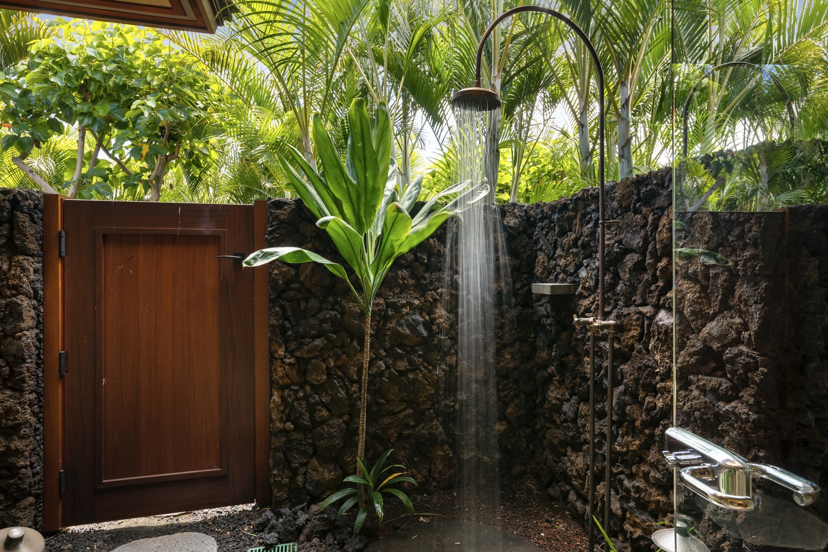 Kailua Kona Vacation Rentals, 4BD Kulanakauhale Estate (3558) at Hualalai Resort - Guest bedroom two’s outdoor shower garden.
