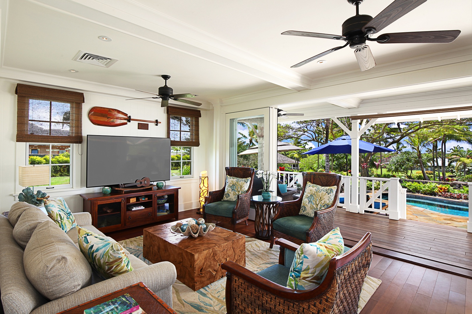 Koloa Vacation Rentals, Honu Hale at Kukui'ula - In door / out door living