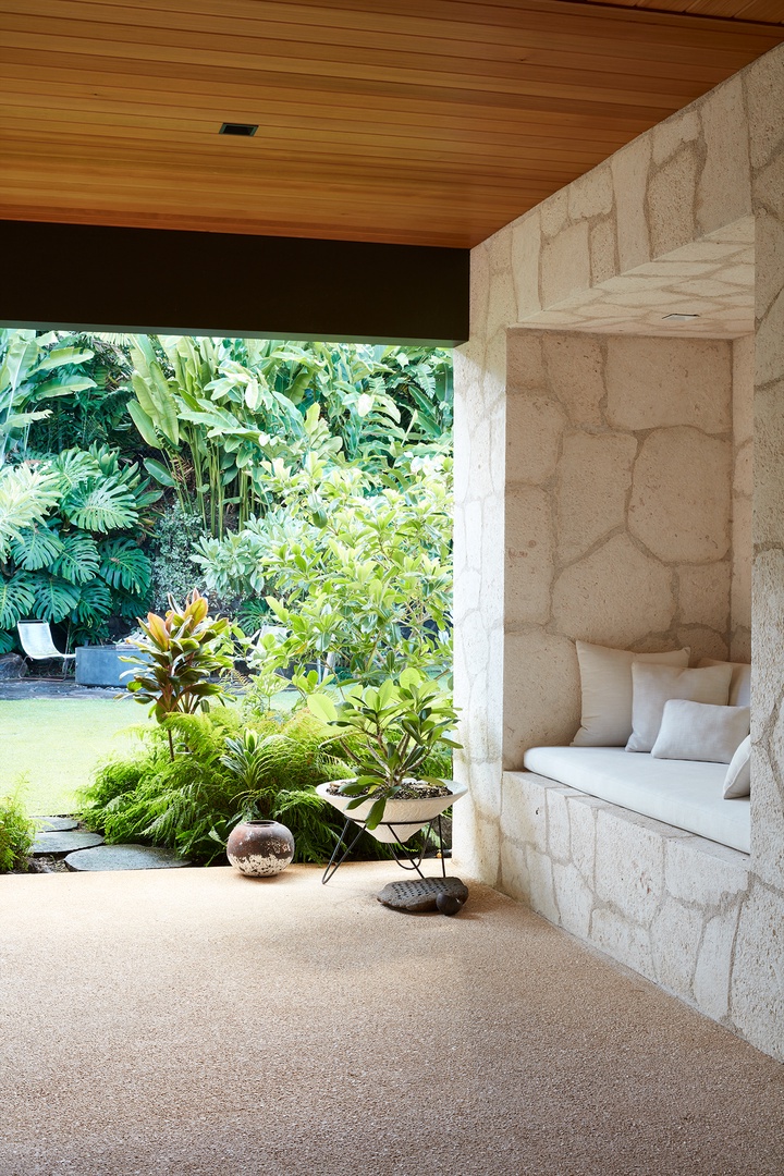 Honolulu Vacation Rentals, Diamond Head Hillside Estate** - Tucked among tropical plantings, this peaceful corner invites you to slow down, relax, and enjoy the tranquility of the surrounding gardens.