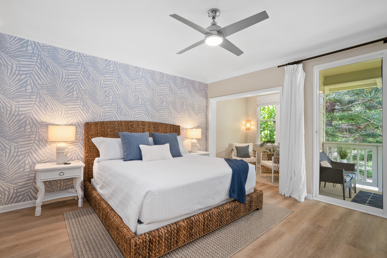 Princeville Vacation Rentals, Hale Kaua'i - Crisp linens, tropical textures, and greenery views create a calm island-inspired retreat.