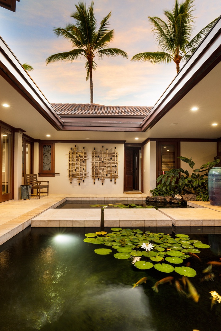Kamuela Vacation Rentals, Champion Ridge 7 - Tranquil courtyard with koi pond and island greenery welcomes you to your private oasis.