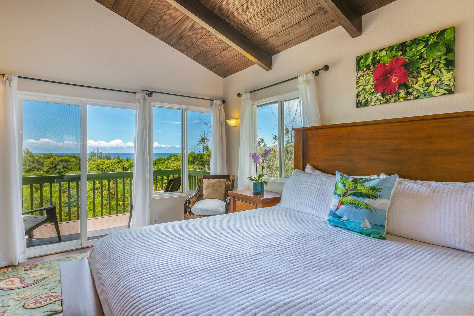 Princeville Vacation Rentals, Hale Ohia - Equipped with a king bed, ceiling fan, and ensuite bath