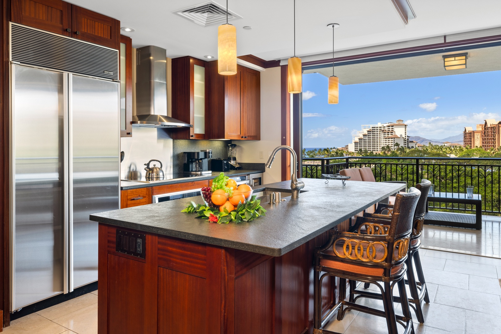 Kapolei Vacation Rentals, Ko Olina Beach Villas B602 - The bar seating in the kitchen area for quick meals or entertainment.