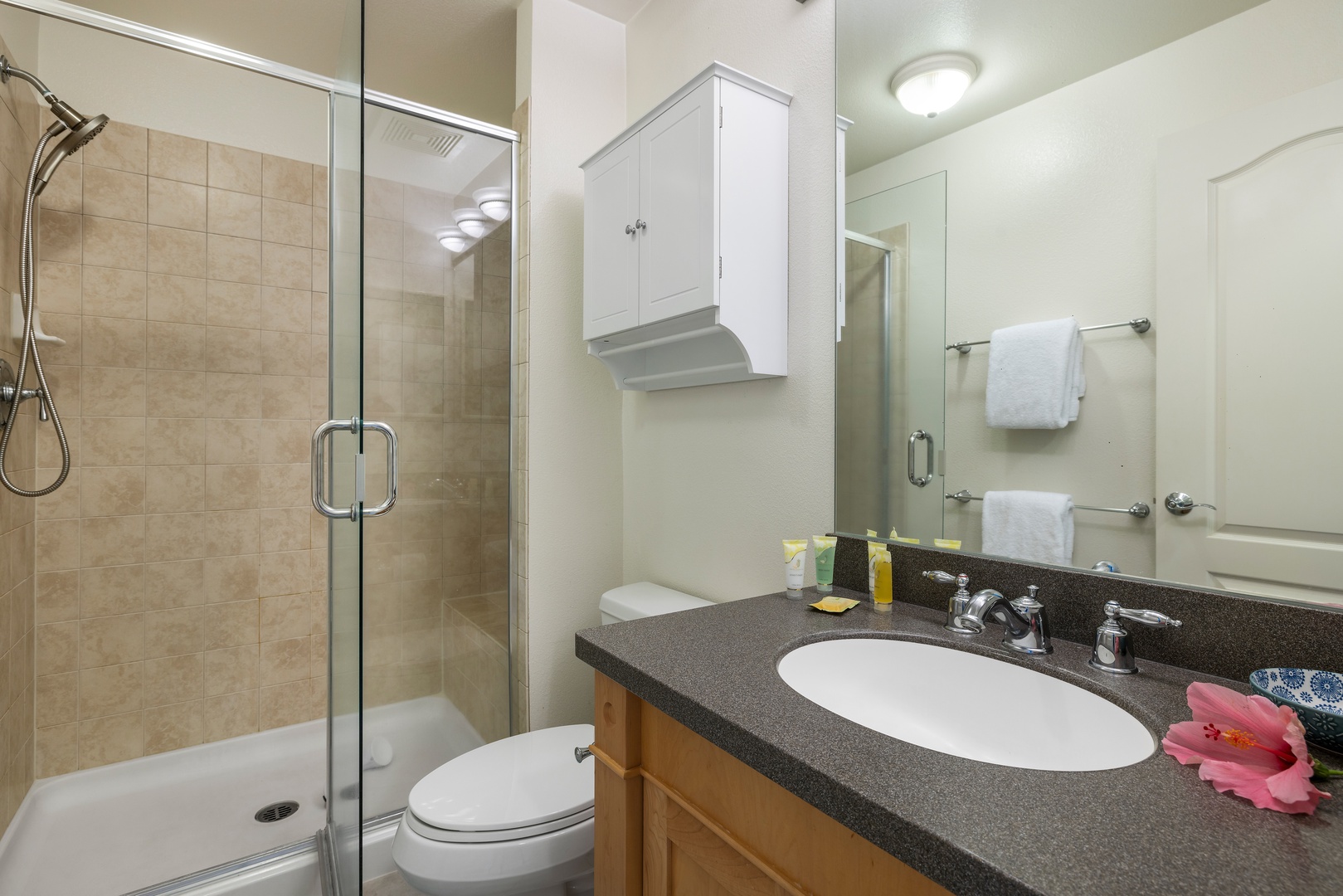 Kapolei Vacation Rentals, Hillside Villas 1498-3 - The ensuite full bathroom with a single vanity and a separate walk-in shower.