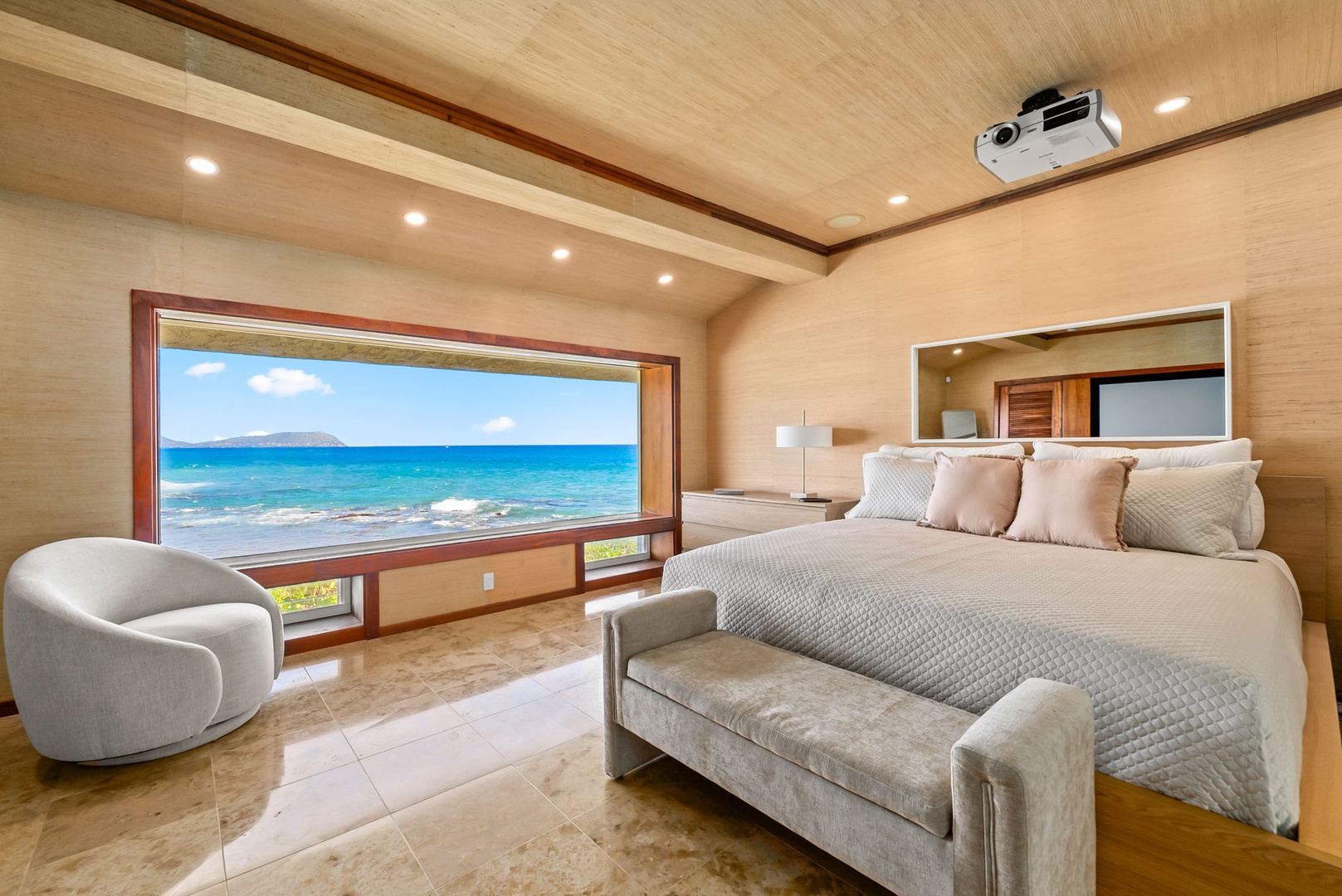 Honolulu Vacation Rentals, Black Point Ocean Villa - Breathtaking ocean views from your luxurious bedroom, where floor-to-ceiling windows frame endless blue waters and pristine beaches.