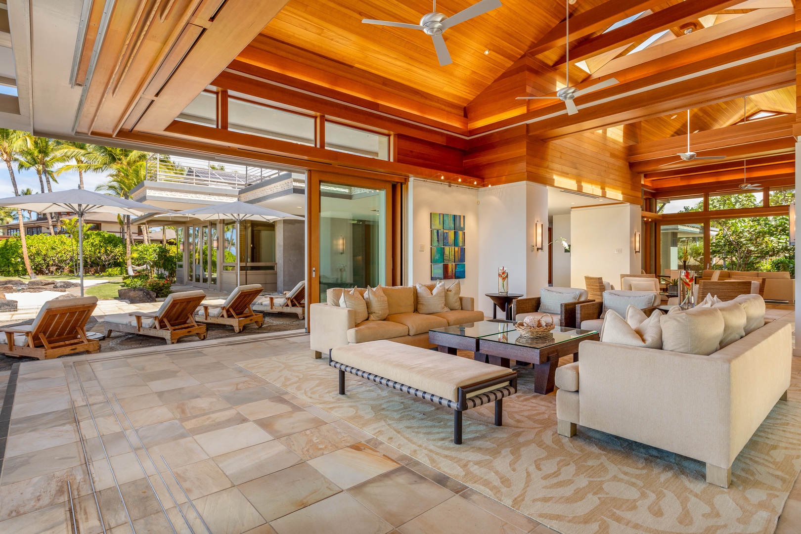 Kamuela Vacation Rentals, Mauna Kea Resort Bluffs 22 - The Beach House - High-Ceiling, Open Air Living Room