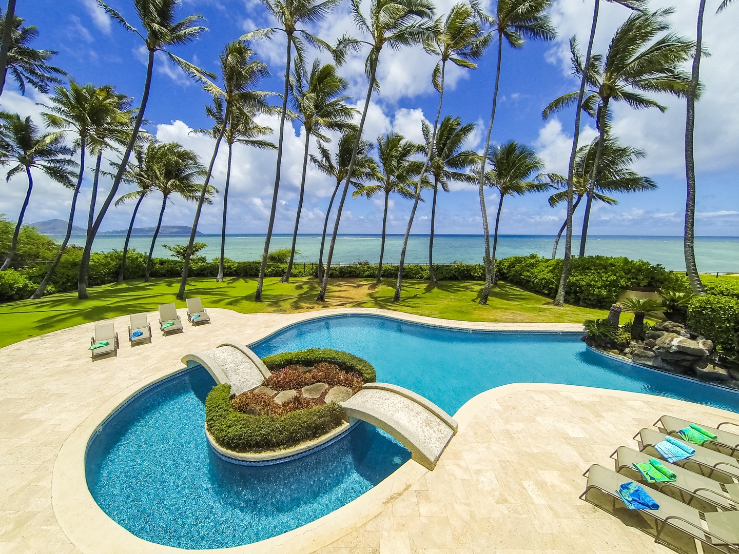 Honolulu Vacation Rentals, Kahala Mini Resort (5BR) - Palms, pool, and Pacific stack into one view you get to call home base.
