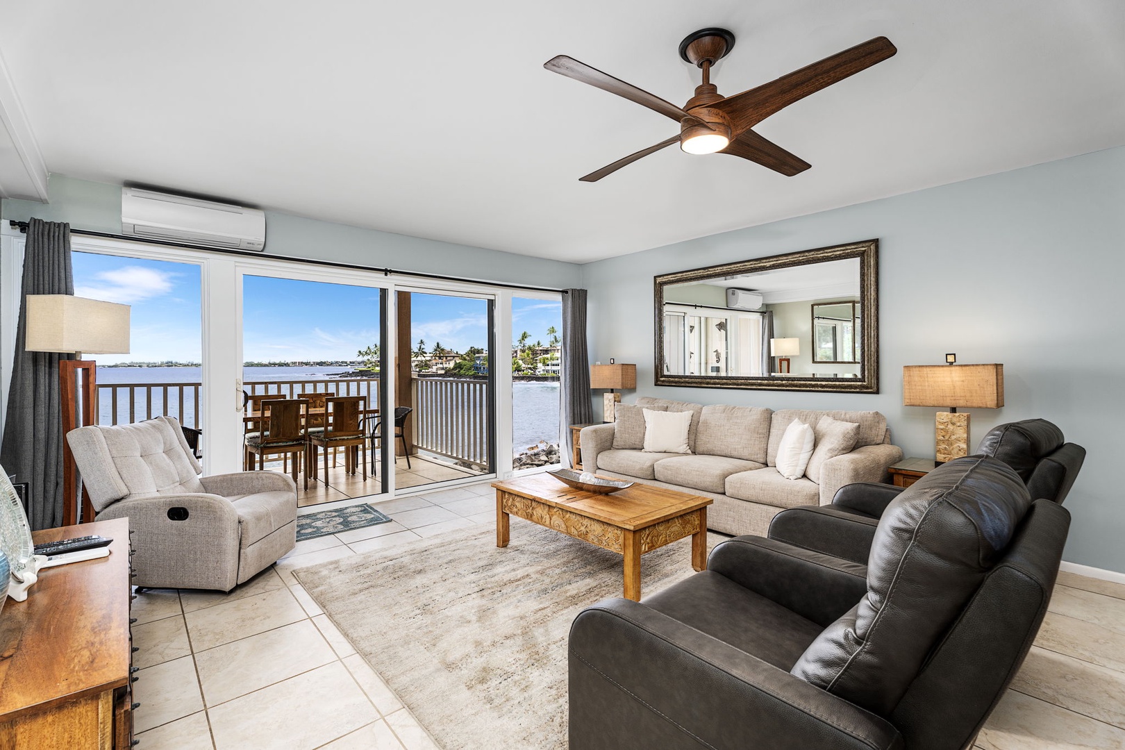 Kailua Kona Vacation Rentals, Sea Village 1105 - • Spacious open layout flows from indoor lounge to furnished lanai, perfect for relaxing or entertaining.