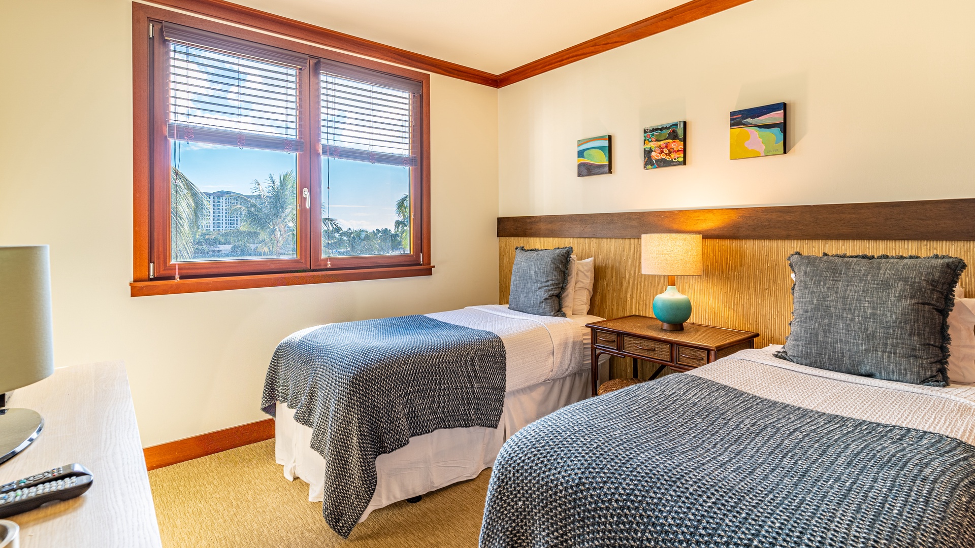 Kapolei Vacation Rentals, Ko Olina Beach Villas B403 - The third guest bedroom with two extra long twin beds that can be put together to make a king size bed.