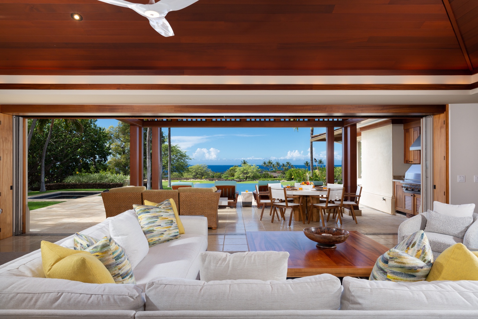 Kailua Kona Vacation Rentals, 4BD Hainoa Estate (102) at Hualalai Resort - The great room opens to the lanai, granting expansive views