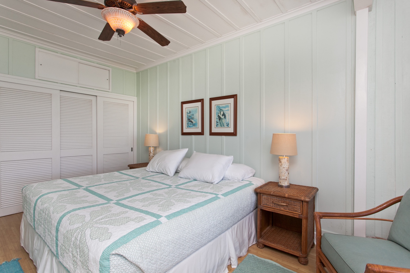 Kailua Vacation Rentals, Hale Kainalu* - The second guest bedroom with ceiling fan and plenty of closet space.