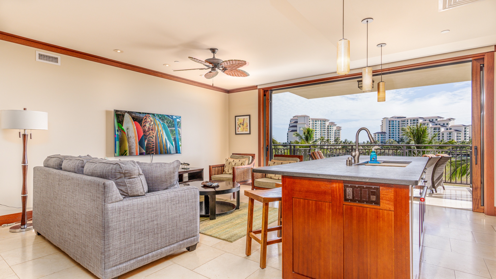 Kapolei Vacation Rentals, Ko Olina Beach Villas B505 - Enjoy movie night on the TV or bask in the glow of sunrises and sunsets.