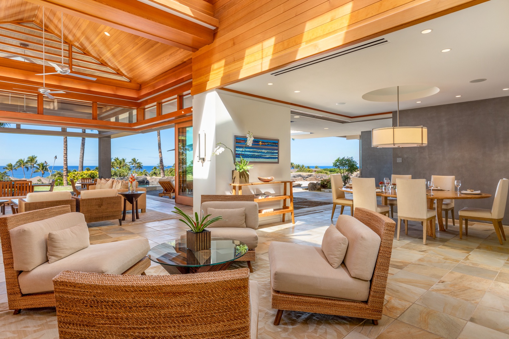Kamuela Vacation Rentals, Mauna Kea Resort Bluffs 22 - The Beach House - Spacious, High-Ceiling Living Room