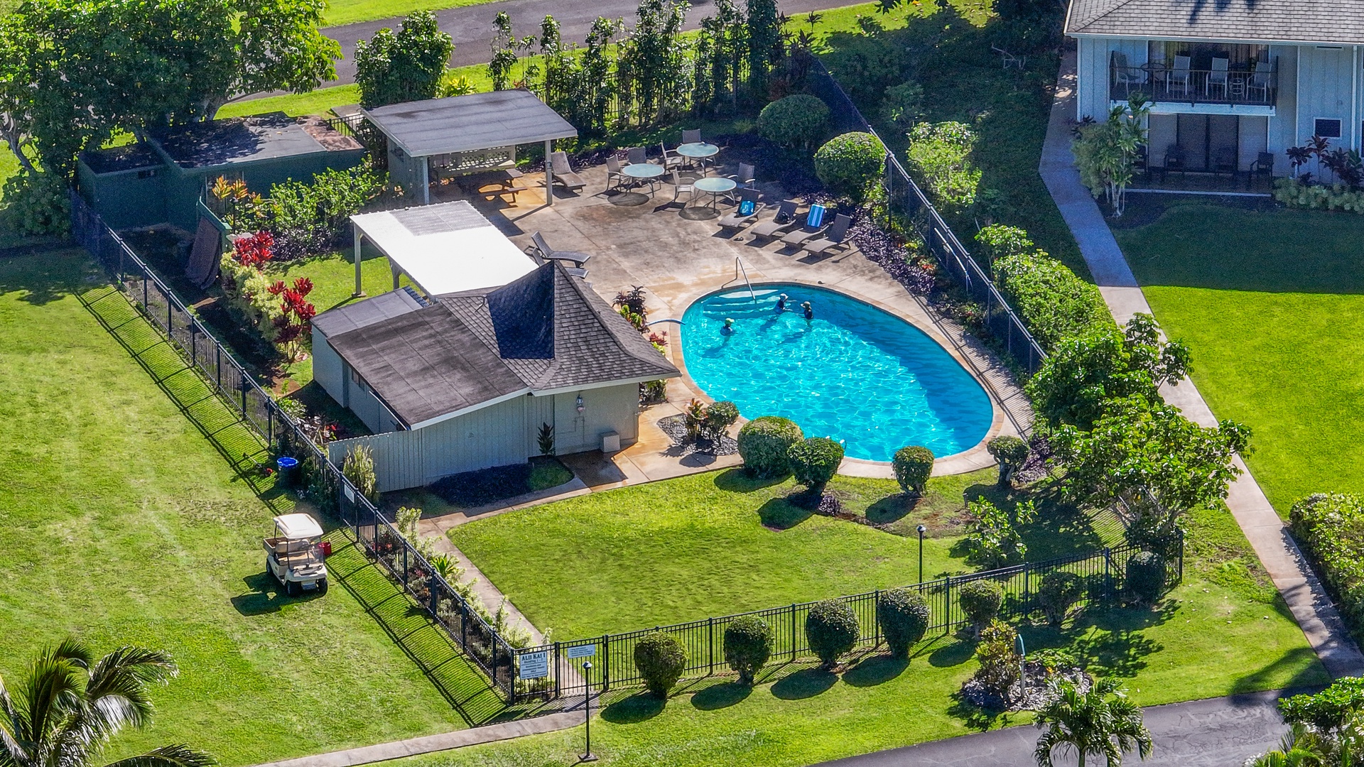 Princeville Vacation Rentals, Alii Kai 7201 - Aerial shot of the community pool.