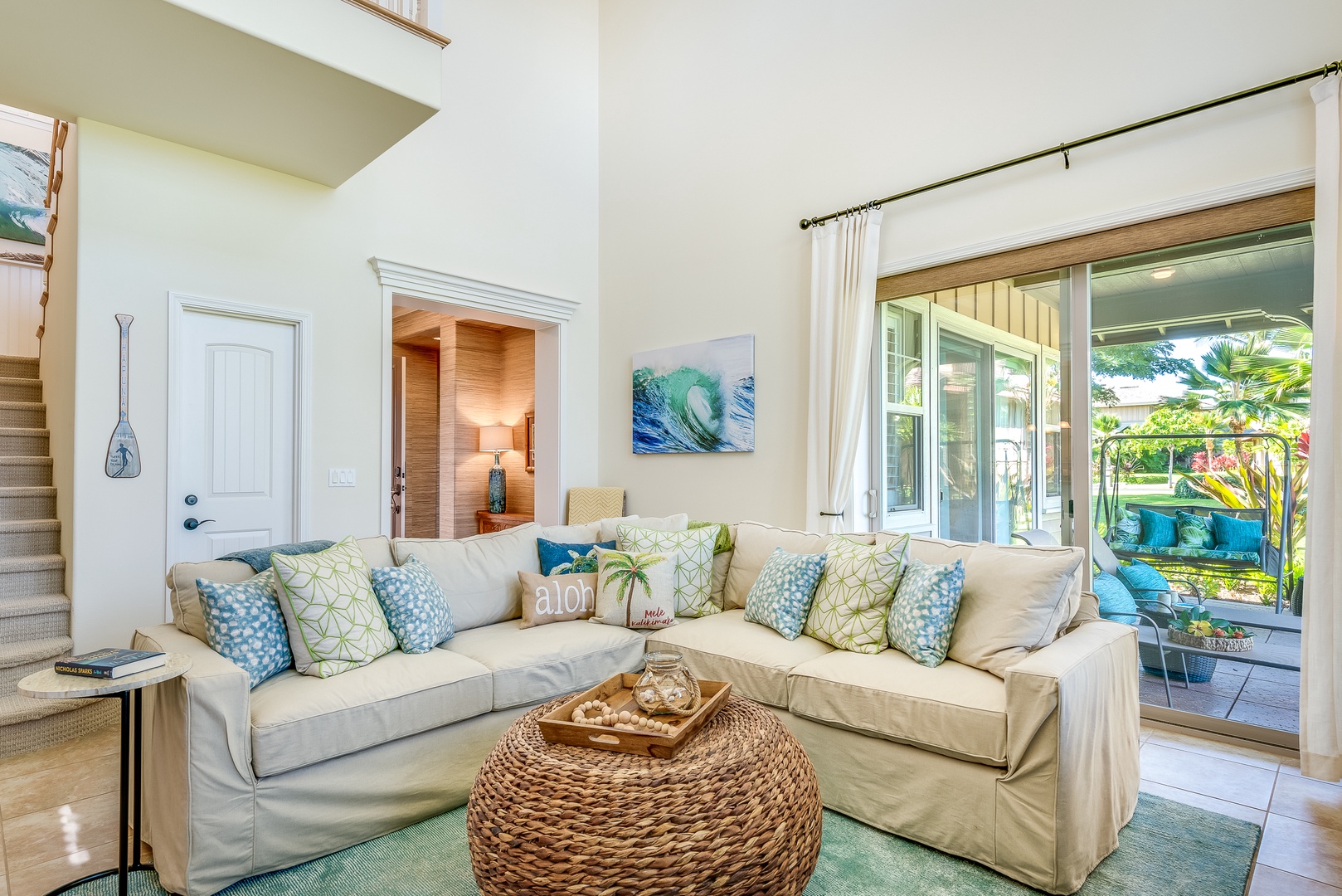 Kamuela Vacation Rentals, Kulalani 1701 at Mauna Lani - A corner unit with two-story high windows and ceilings in the living room, and two spacious ensuite bedrooms with private lanais, this rental is sure to please!