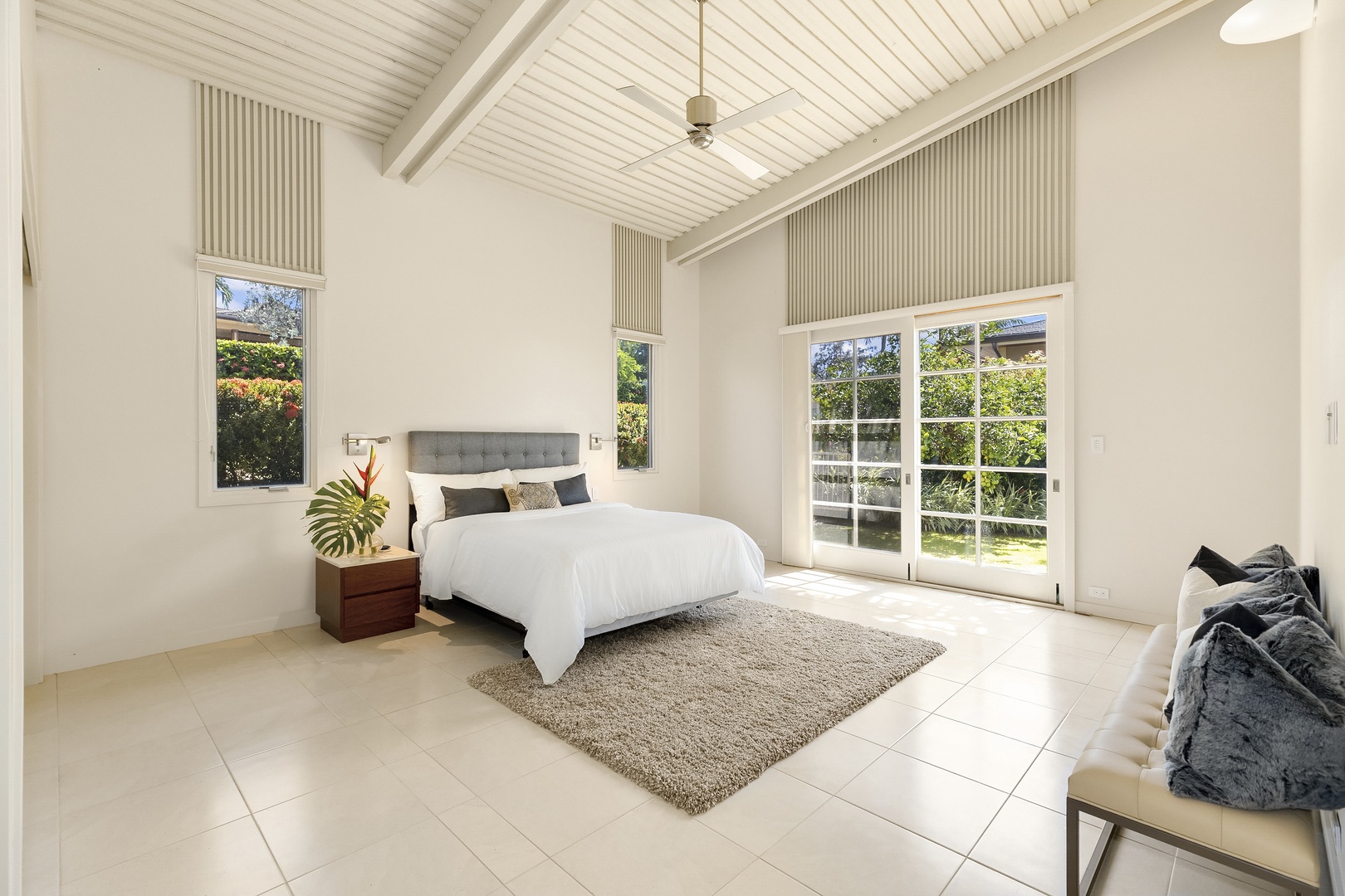 Honolulu Vacation Rentals, Hanapepe House - Third Bedroom with Garden Views