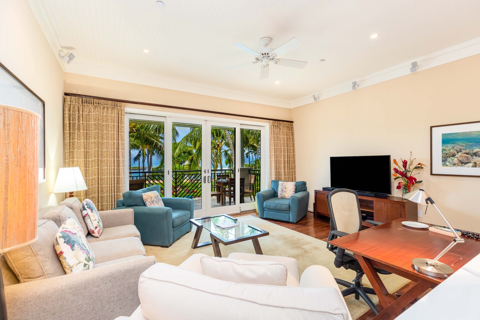 Kahuku Vacation Rentals, Turtle Bay Villas 310 - Even more gorgeous views from the comfort of your living room