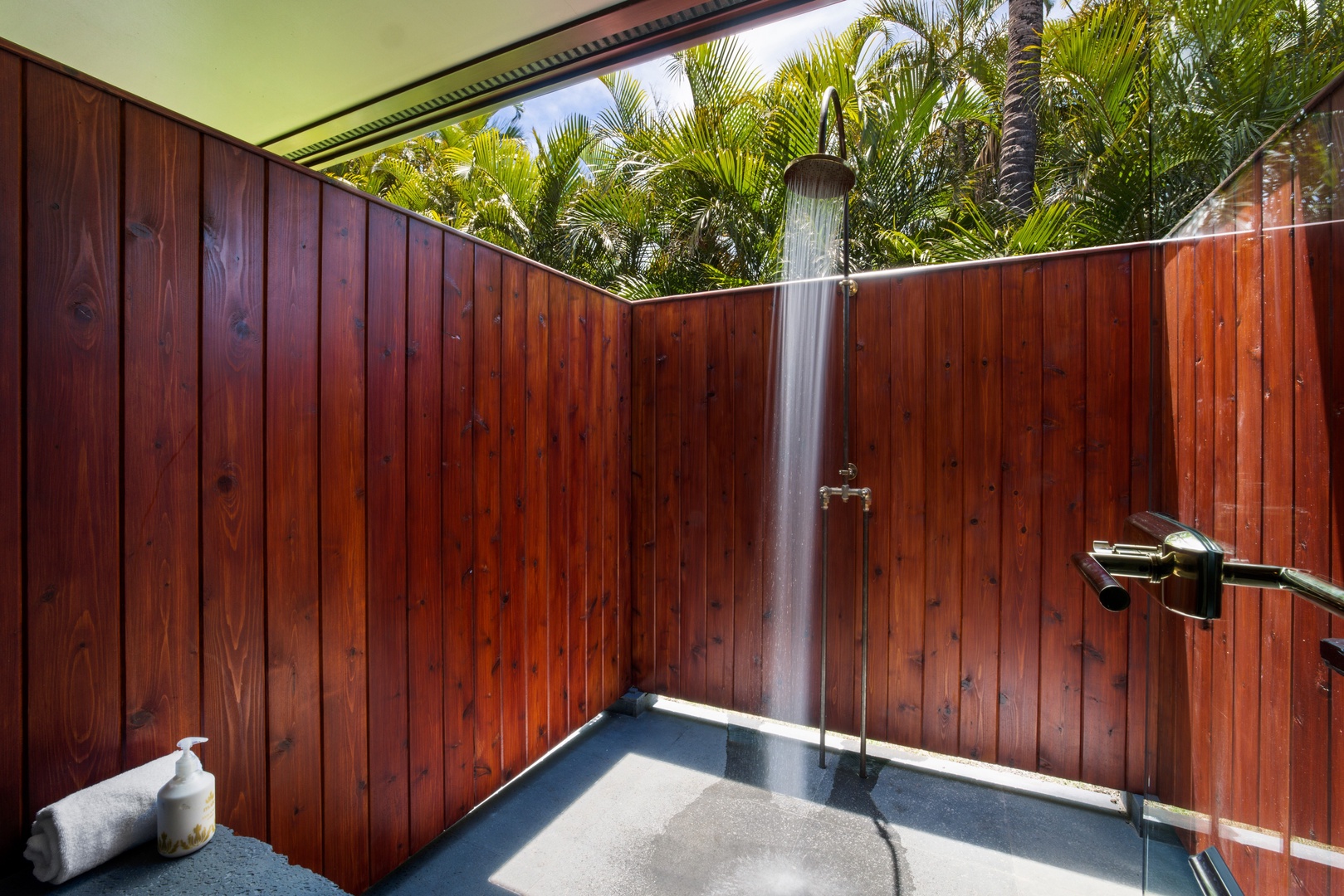 Kamuela Vacation Rentals, Champion Ridge 7 - Refresh after the beach in the luxe outdoor shower, tucked behind privacy walls and swaying palms.