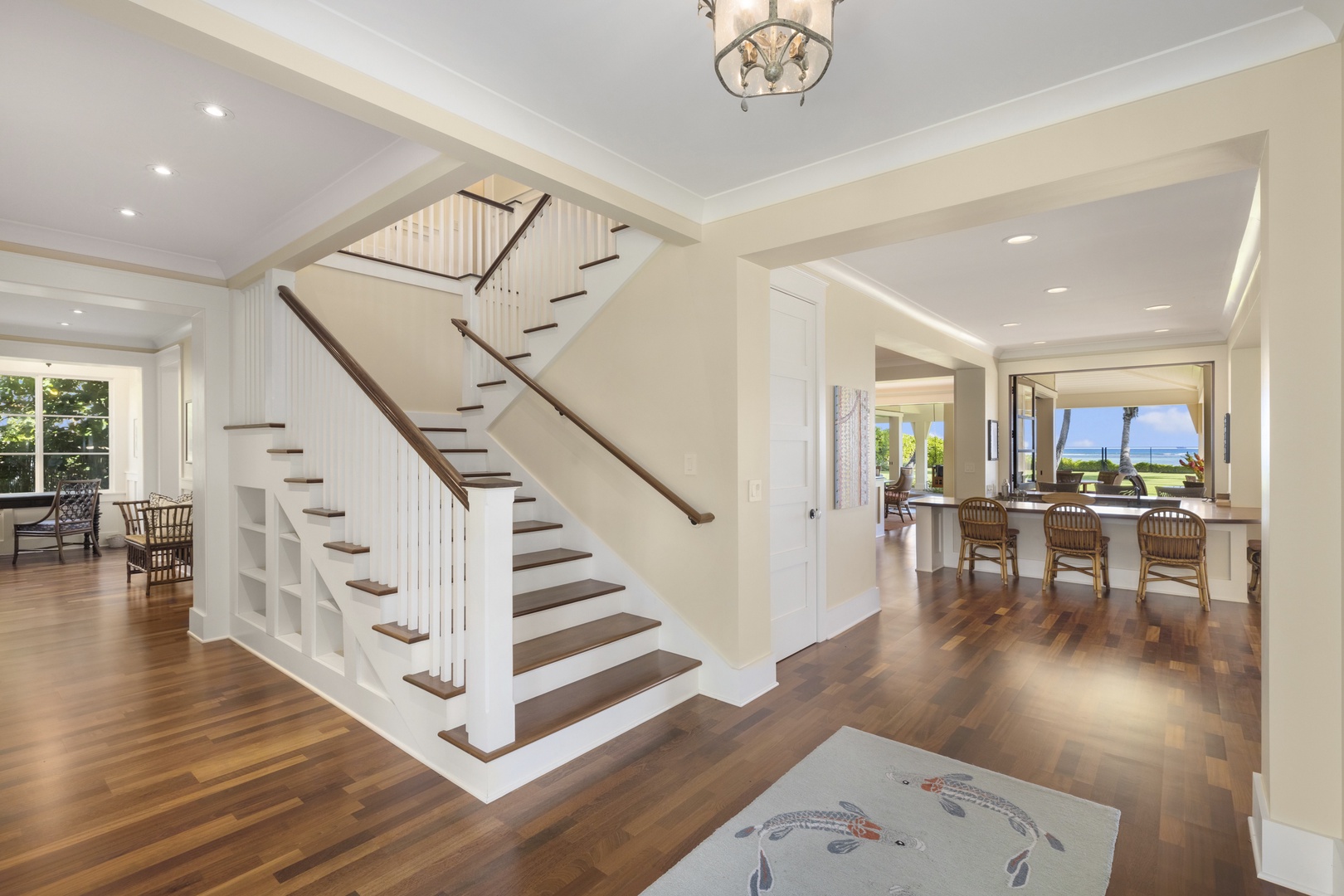 Honolulu Vacation Rentals, Kahala Beachside Estate - Entry foyer and staircase to upper floor