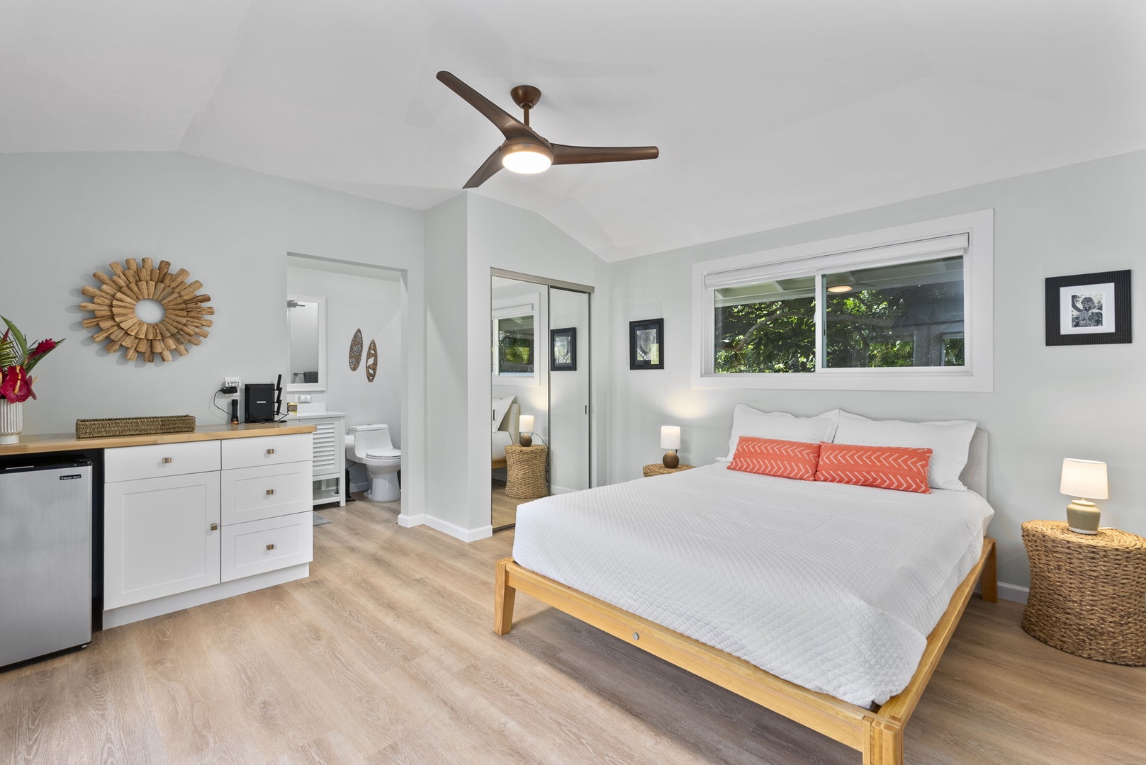 Kailua Vacation Rentals, Hale Alapi'i Lanikai Getaway - This tranquil primary suite offers a spacious layout, crisp design, creating a peaceful retreat.