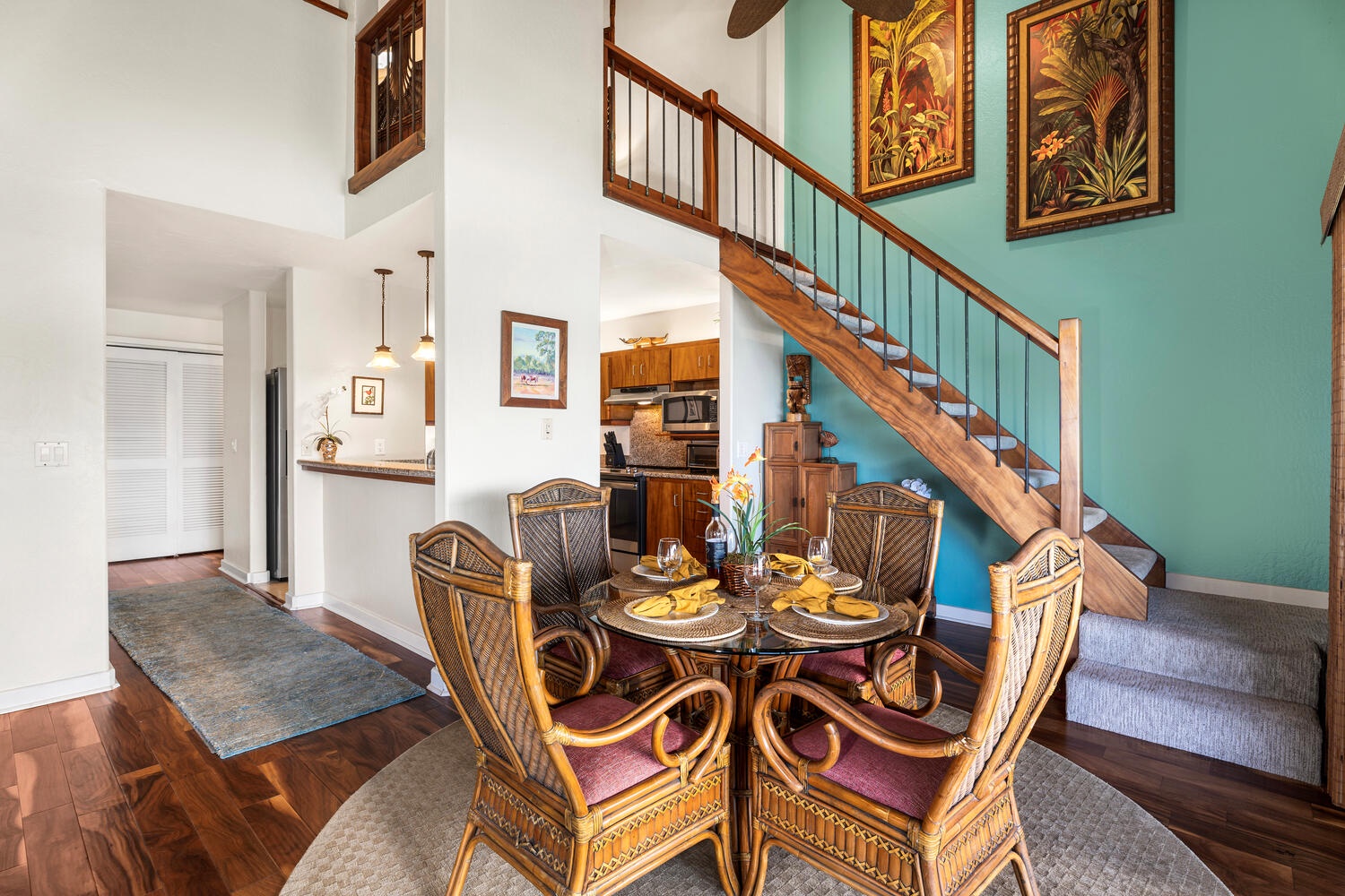 Kailua Kona Vacation Rentals, Kanaloa at Kona 3304 - Indoor dining area with island flair and open sightlines to the kitchen and lanai.