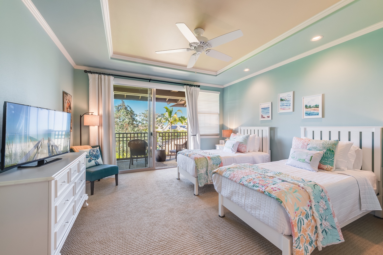 Kamuela Vacation Rentals, Kulalani 1701 at Mauna Lani - Beautiful Upstairs Bedroom Suite w/ Private Balcony & Smart TV