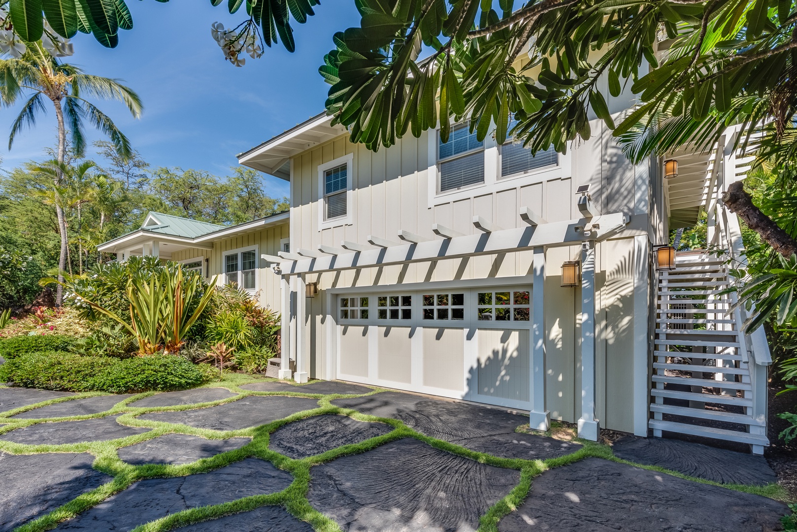 Kamuela Vacation Rentals, 4BD Estate Home at Puako Bay (74) - Two car garage and exterior stairs to ohana guest suite