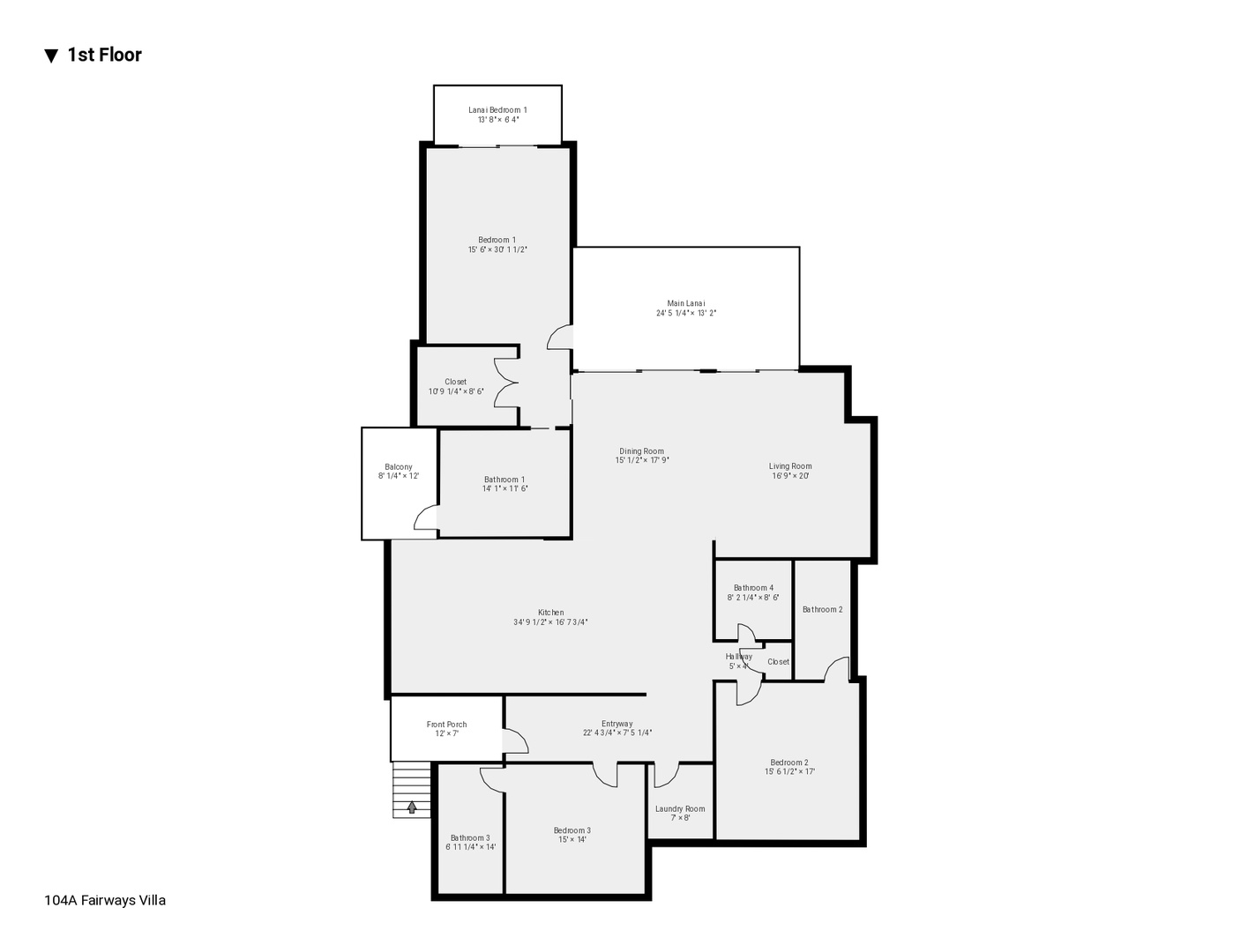 Kailua Kona Vacation Rentals, 3BD Fairways Villa (104A) at Four Seasons Resort at Hualalai - Floor Plan