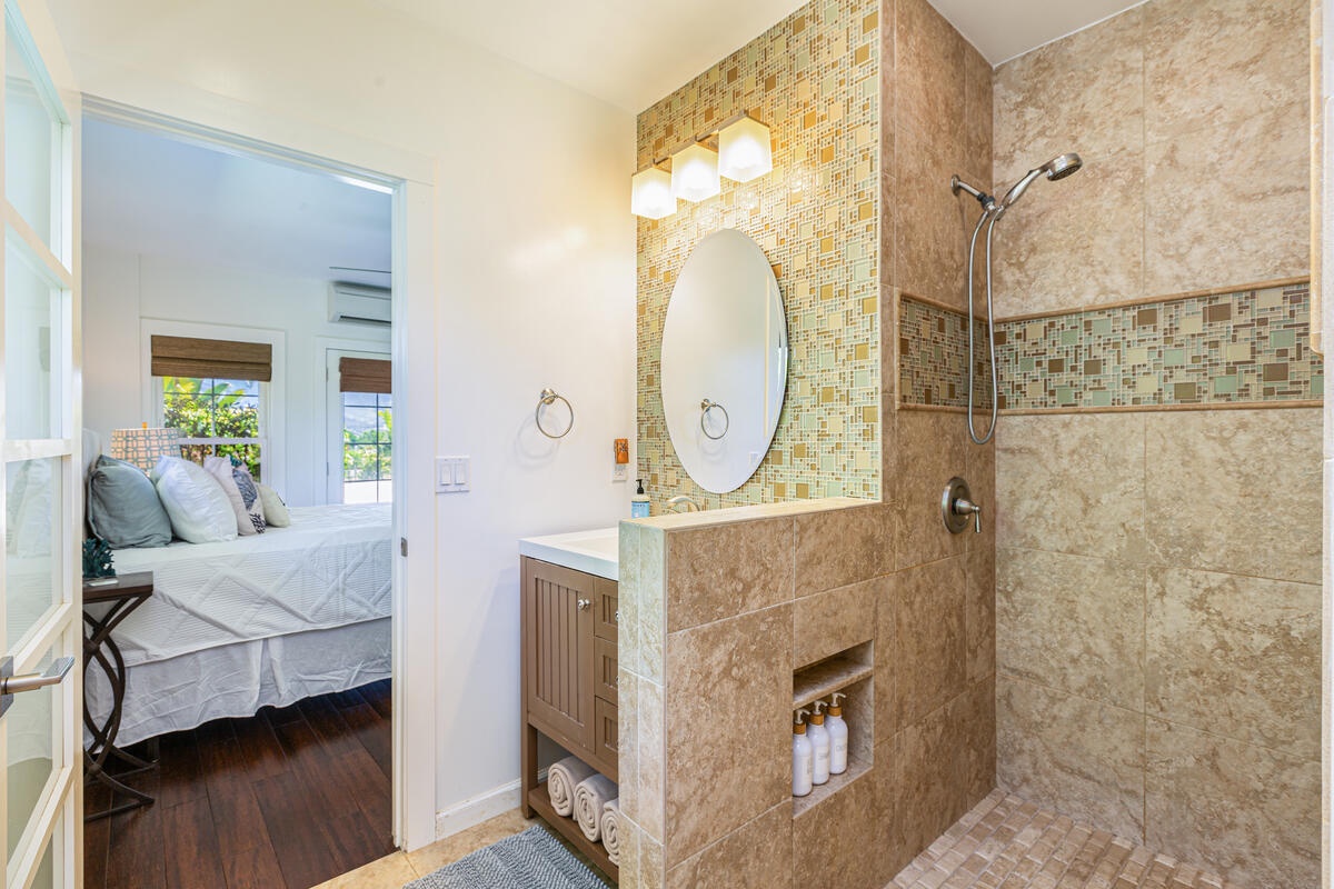 Princeville Vacation Rentals, Hokulani Villa - The bathroom has separate walk-in shower.