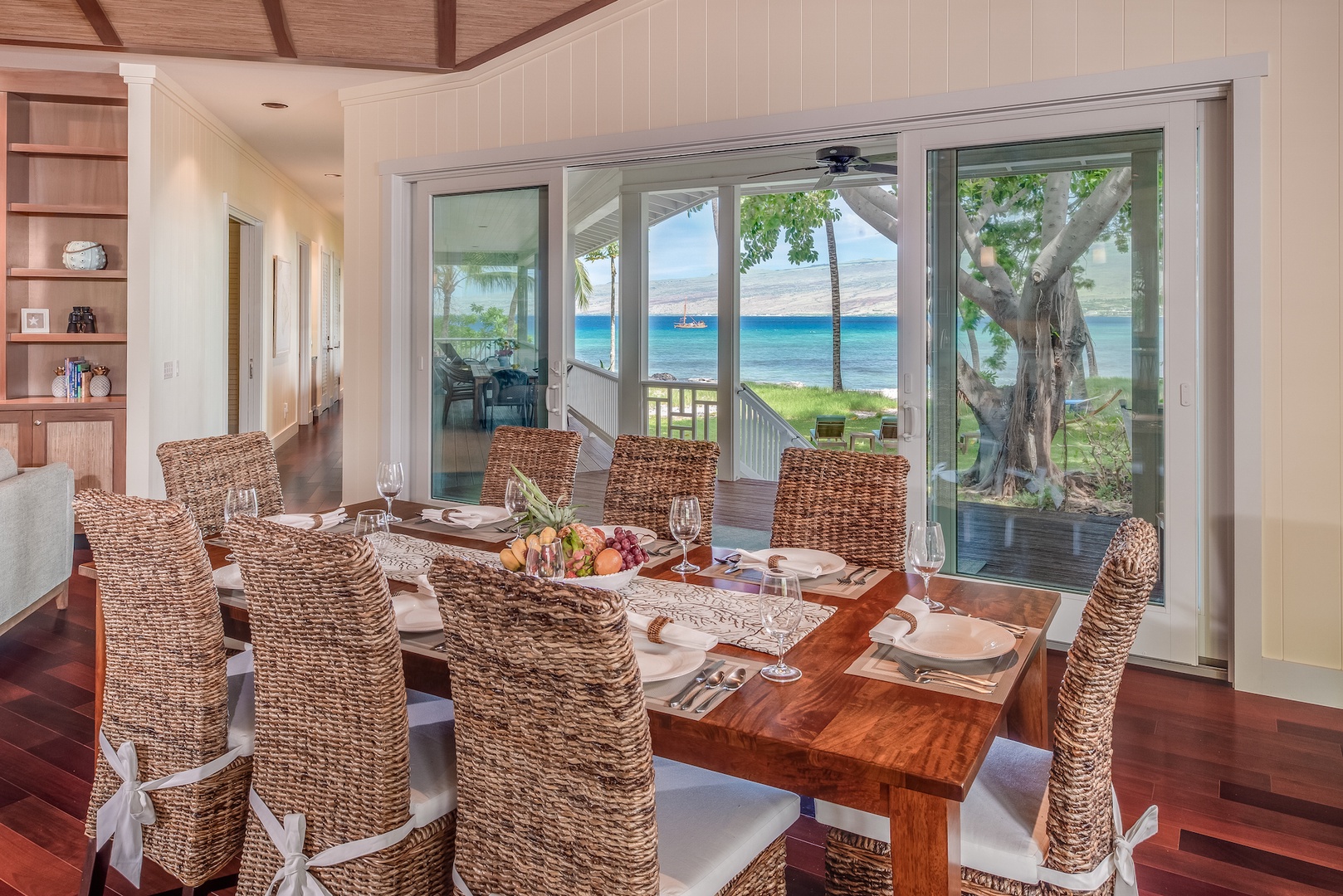 Kamuela Vacation Rentals, 4BD Estate Home at Puako Bay (74) - Dining for Eight Open Up to Backyard and Ocean