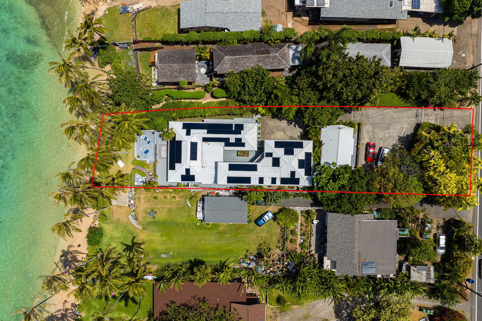 Waimanalo Vacation Rentals, Mana Kai at Waimanalo - Bird’s-eye view of this private beachfront escape, nestled in tropical paradise.