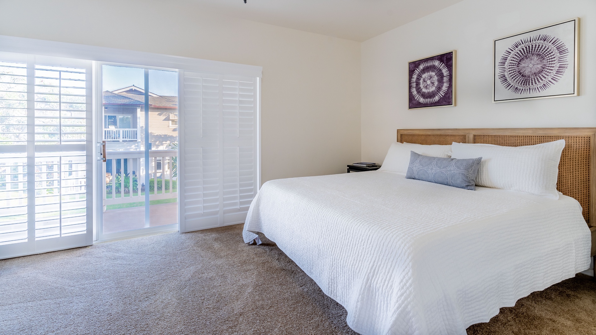 Kapolei Vacation Rentals, Coconut Plantation 1158-1 - The primary guest bedroom upstairs with comfortable furnishings and a view.