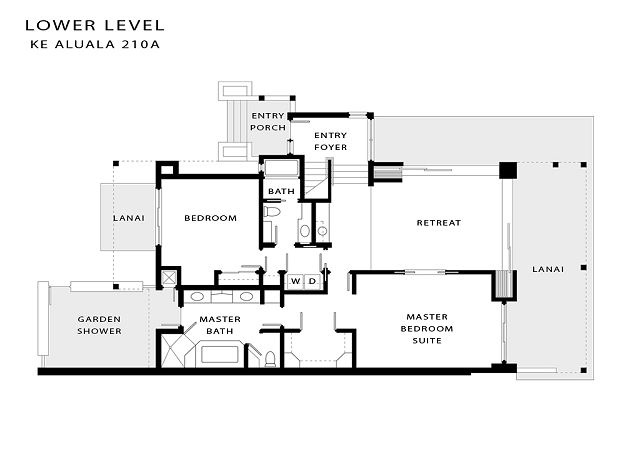 Kailua Kona Vacation Rentals, 3BD Ke Alaula Villa (210A) at Four Seasons Resort at Hualalai - Floor Plan Lower Level