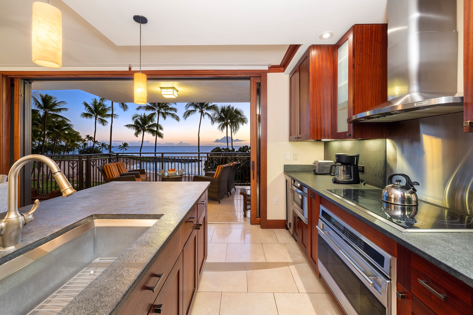 Kapolei Vacation Rentals, Ko Olina Beach Villas B210 - Fully equipped kitchen with premium appliances and granite counters.
