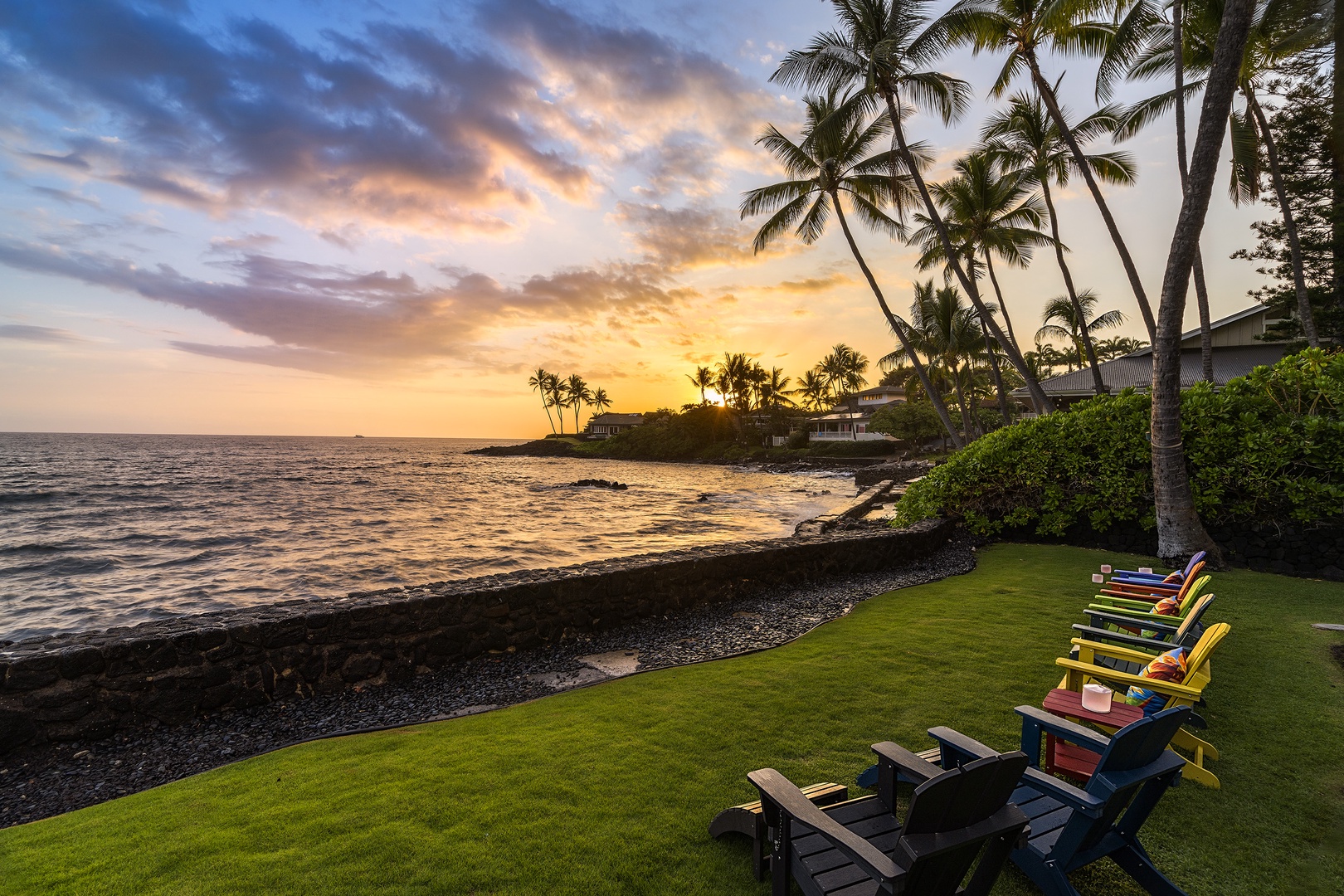 Kailua Kona Vacation Rentals, Hale Pua - Nothing more magical than sunset in the Adirondack chairs!