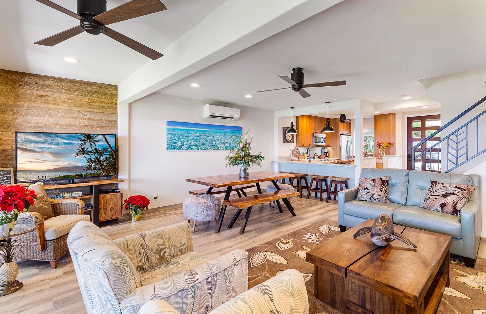 Lahaina Vacation Rentals, Puamana 240-3 - Open-concept living and dining spaces, designed for effortless entertaining and relaxation.