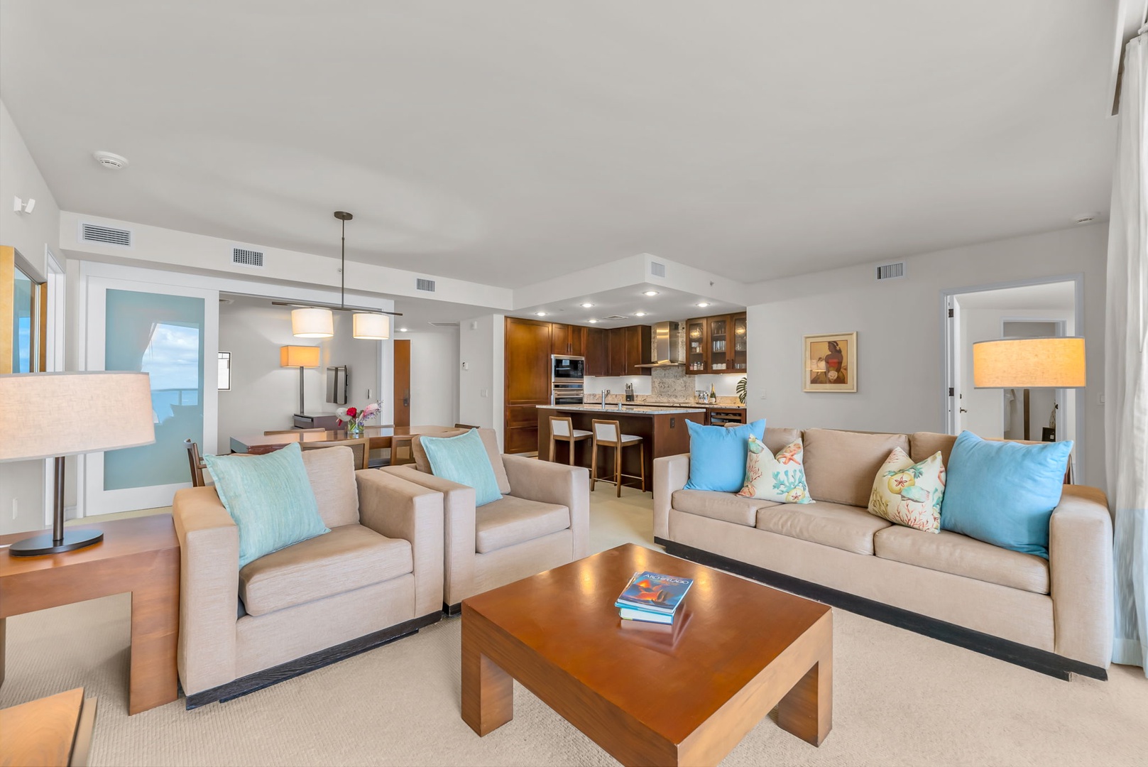 Honolulu Vacation Rentals, Kala'i 3203 - Bright and comfortable living room, perfect for unwinding with a movie or enjoying quiet moments.