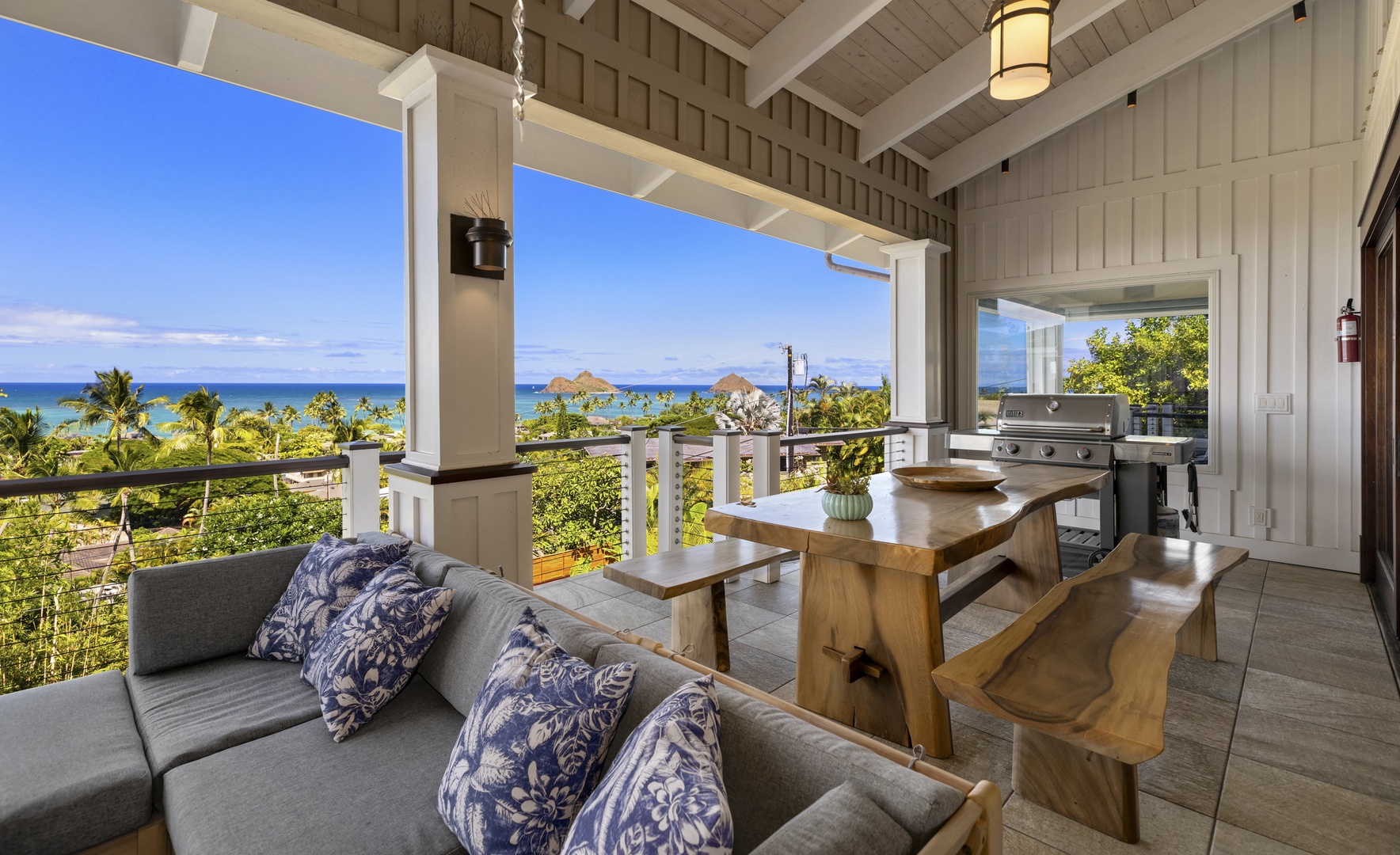 Kailua Vacation Rentals, Lanikai Villa* - There are plenty of options for entertainment on the main lanai with and outdoor lounge and dining area with a BBQ