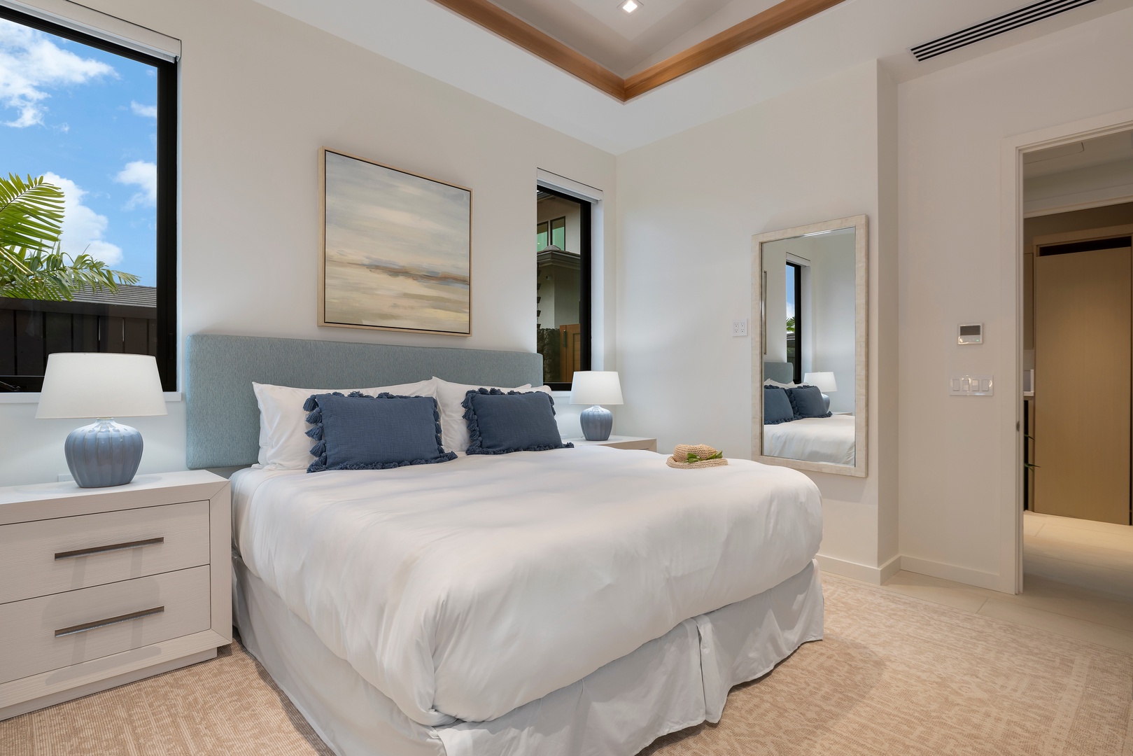 Kamuela Vacation Rentals, 6BD Mauna Lani Lux Golf Estate (6) at One Ocean - A peaceful retreat in Guest Suite (Bedroom #4) offering privacy, comfort, and a relaxing place to end the day. (Two Twin Beds converted to King Bed upon request)