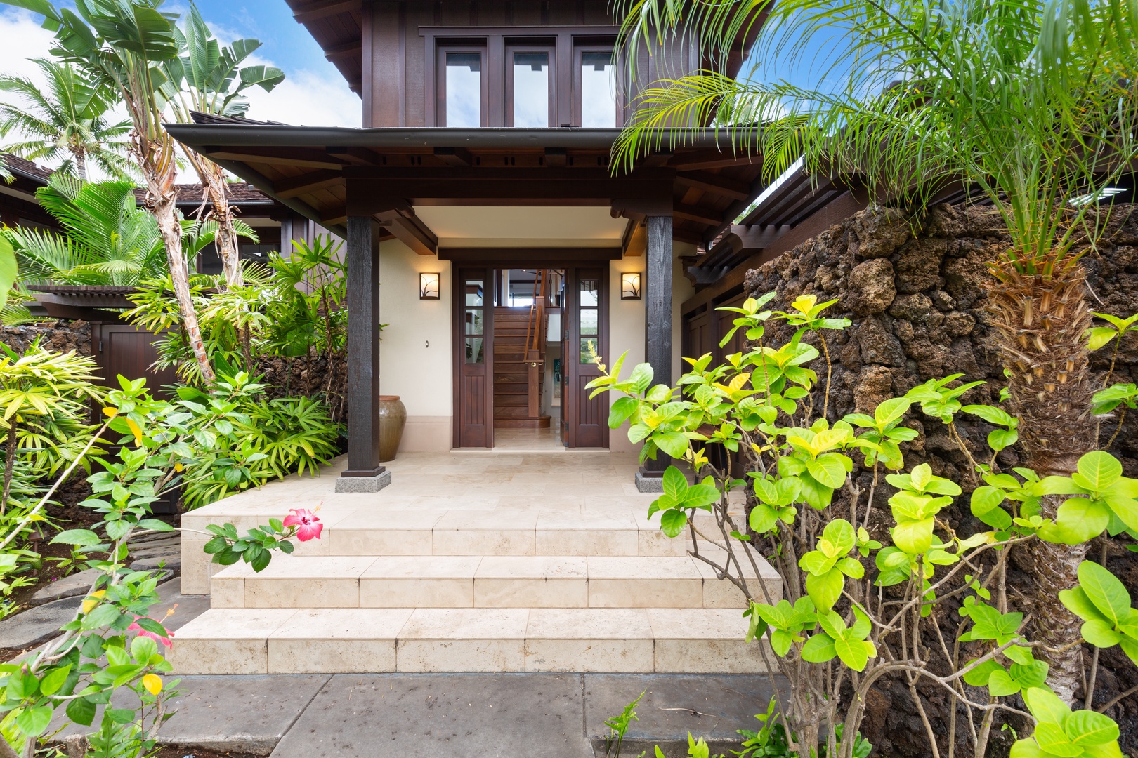 Kailua-Kona Vacation Rentals, 3BD Hali'ipua (120) Villa at Hualalai Resort - Stunning tropical landscaping welcomes you to your private villa entrance