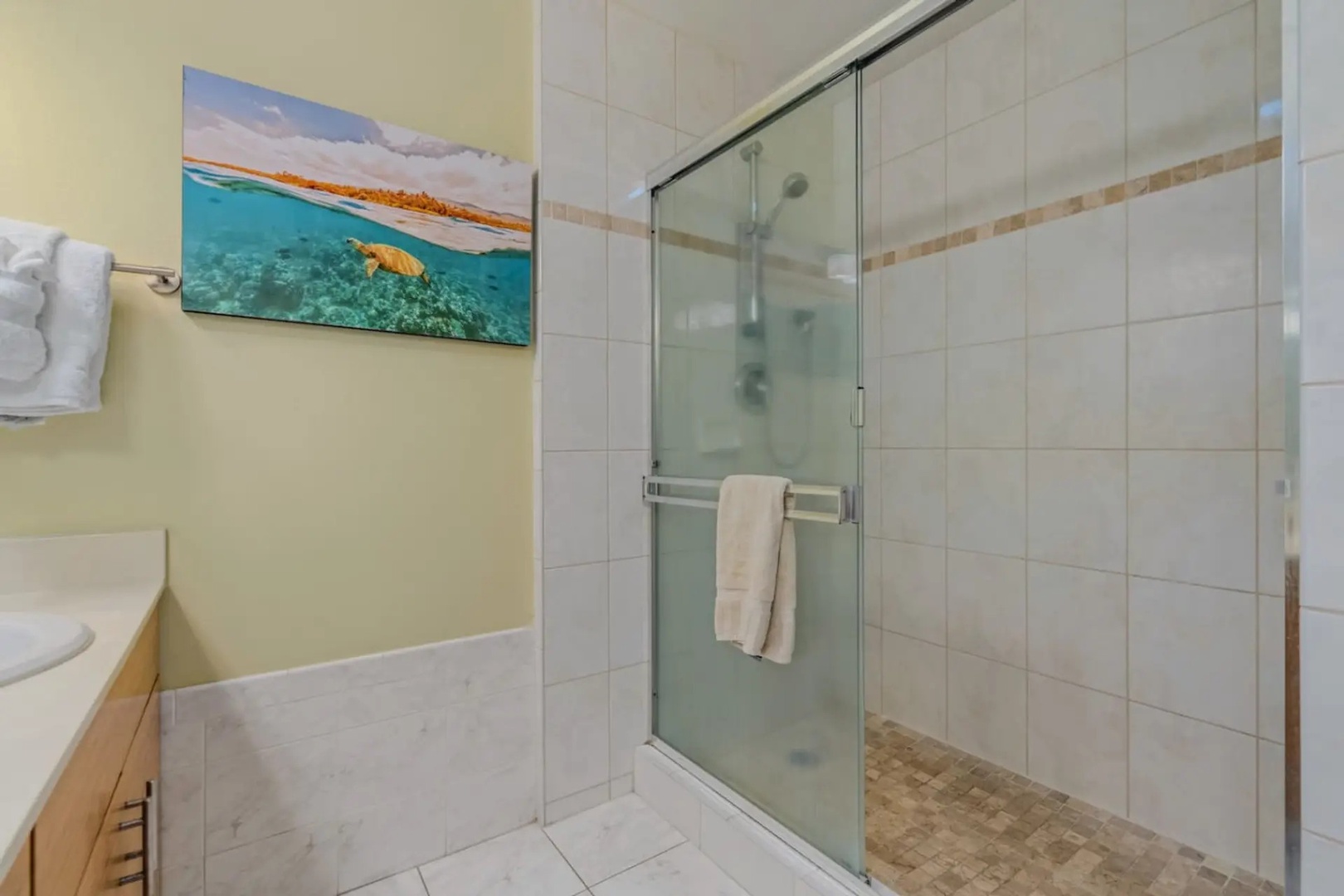 Kihei Vacation Rentals, Maui Kamaole E103 - Step into the walk-in shower and rinse off the day.
