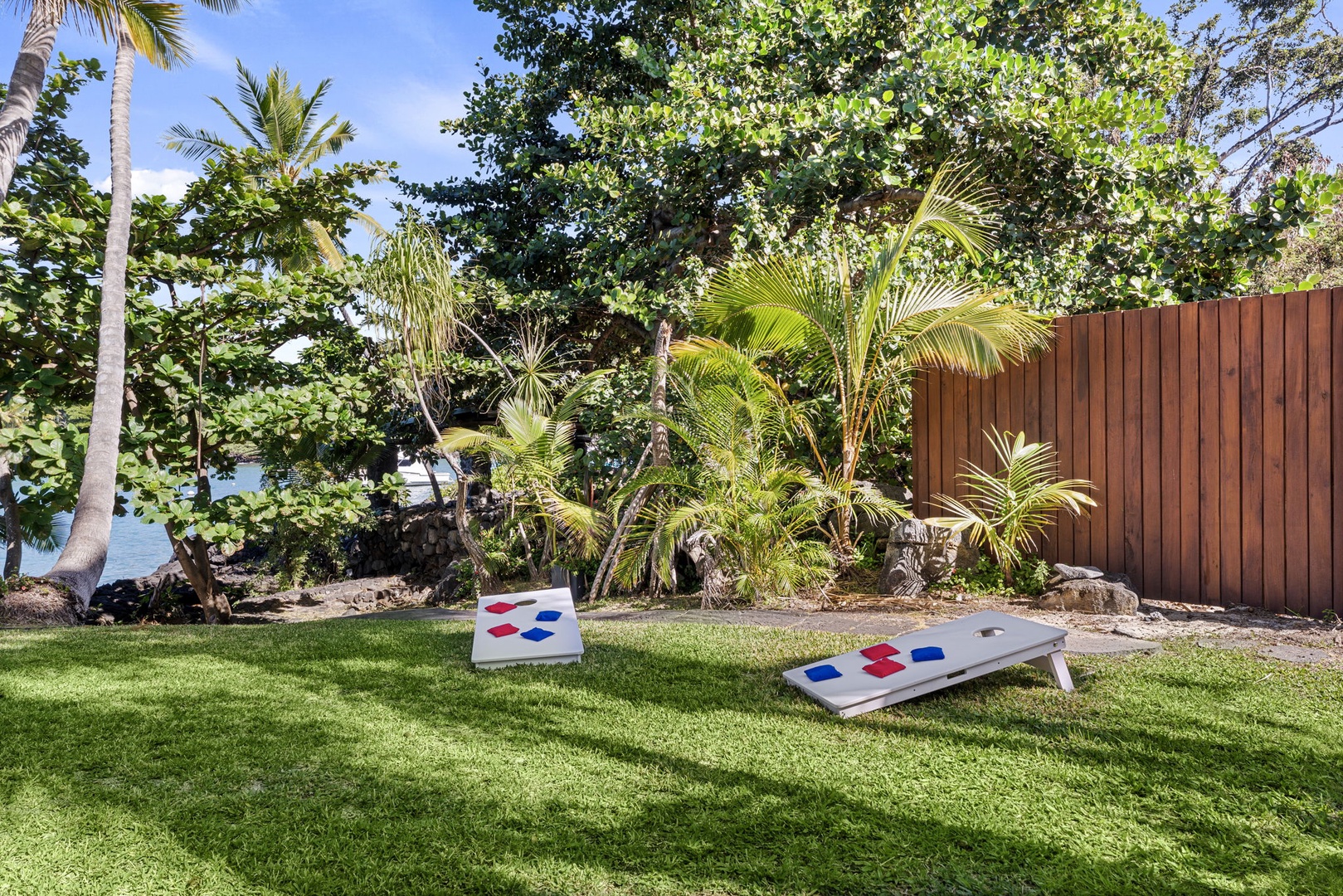 Kailua-Kona Vacation Rentals, Hahalua Bay Villa - Challenge friends to cornhole in your tropical backyard oasis