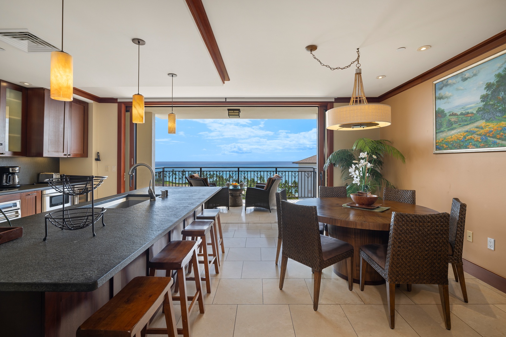 Kapolei Vacation Rentals, Ko Olina Beach Villas O1004 - Relax and dine while ocean breezes fill the air.